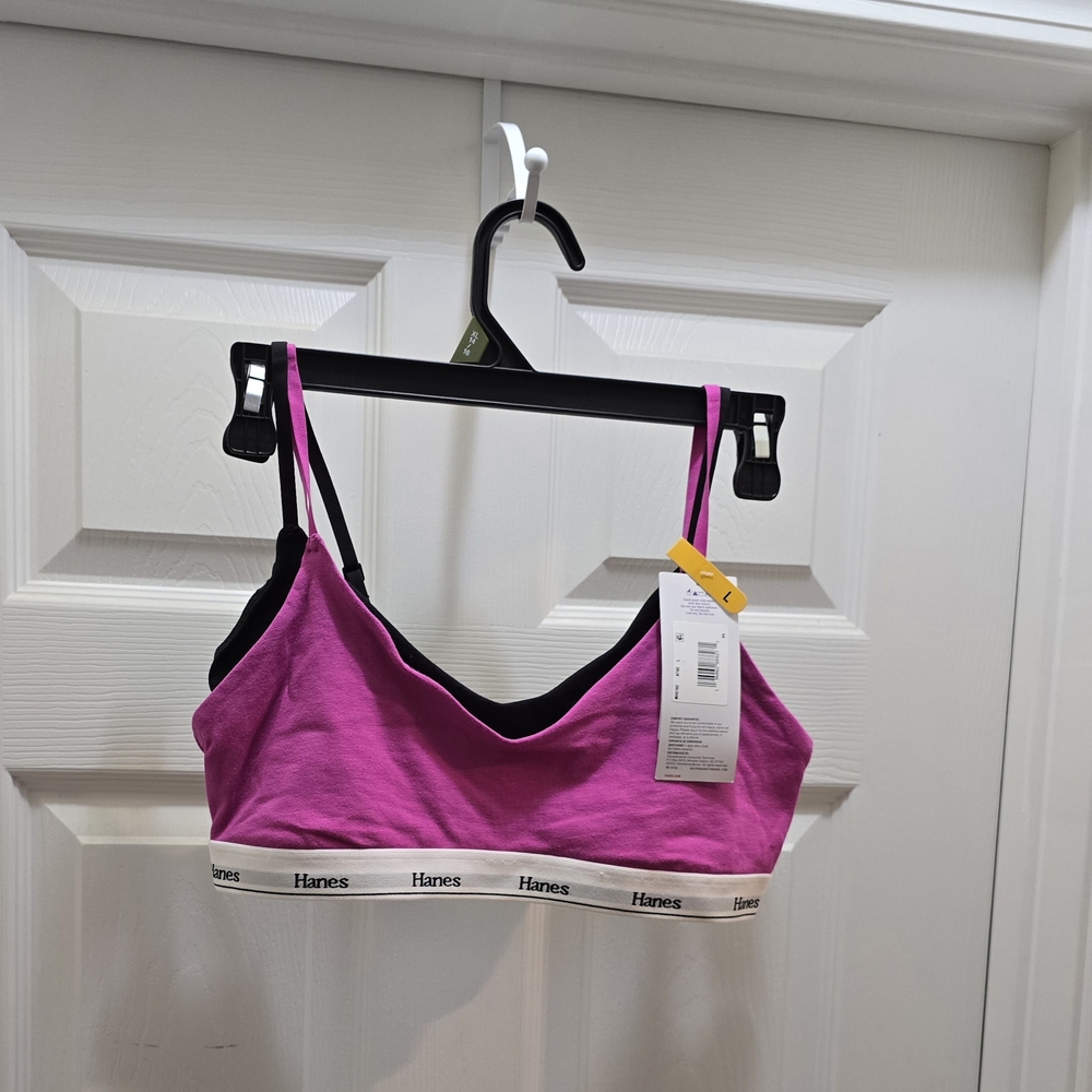 Hanes Originals Women's Cropped Bralette, Breathable Stretch Cotton, 2-Pack NWT